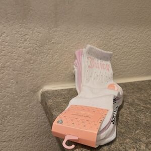 Juicy Couture White and Pink Ankle Socks 5 Pair Nwt